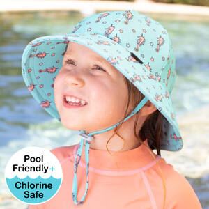 Girls Beach Hat Bucket UPF50+ 'Seahorse' Print
