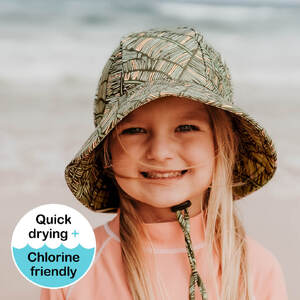 Girls Beach Hat Ponytail Bucket - Tropic