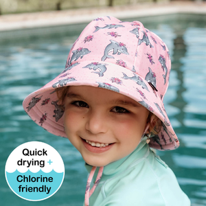 Ponytail Swim Bucket Beach Hat - Dolphin