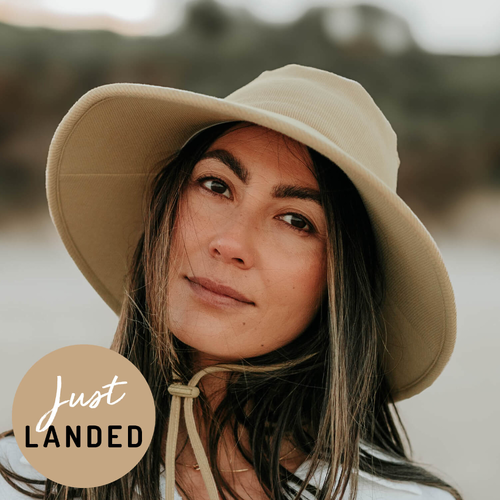 Adults Ribbed Broadbrim Sun Hat - Latte