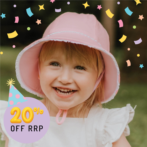 Toddler Bucket Hat - Blush Ruffle Trim