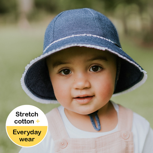 Toddler Bucket Hat - Denim Ruffle Trim