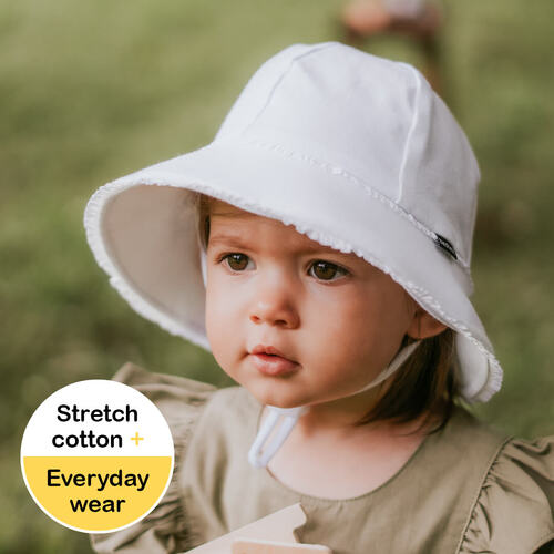 Toddler Bucket Hat - White Ruffle Trim