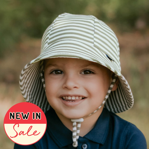 Toddler Bucket Sun Hat - Khaki Stripe