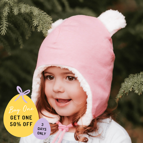 Fleecy Baby Beanie - Baby Pink Marle