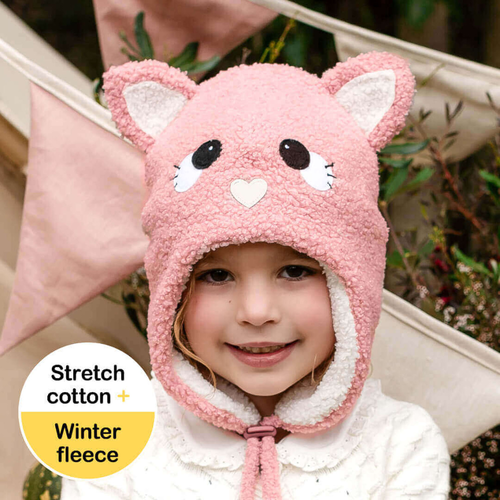 Kitty Snuggle Winter Beanie - Pink