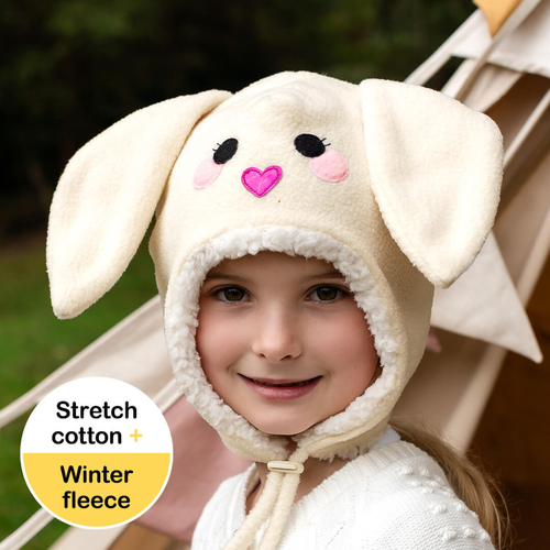 Bunny Fleecy Winter Beanie - Cream