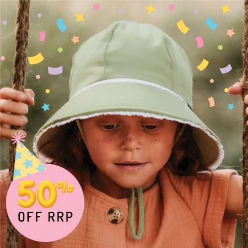 Ponytail Bucket Sun Hat - Khaki Ruffle