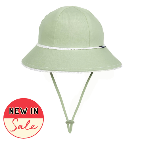 Ponytail Bucket Sun Hat - Khaki Ruffle