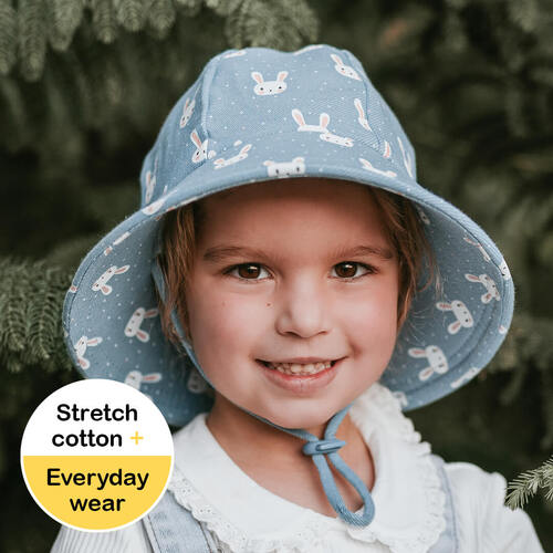 Kids Ponytail Bucket Sun Hat - Bunny