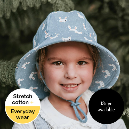 Kids Ponytail Bucket Sun Hat - Bunny