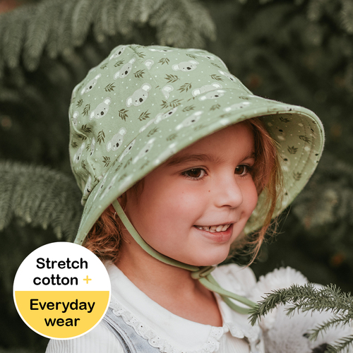 Kids Ponytail Bucket Sun Hat - Koala