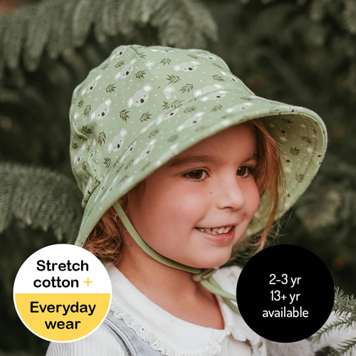 Kids Ponytail Bucket Sun Hat - Koala