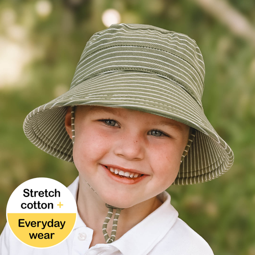 Classic Bucket Sun Hat - Olive Stripe