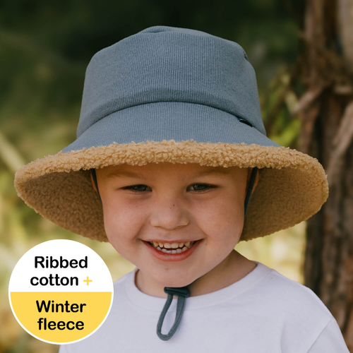 Rib Fleece Lined Bucket Sun Hat - Shadow