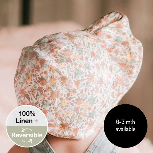Searcher' Reversible Ruffle Bonnet - Faith / Flax