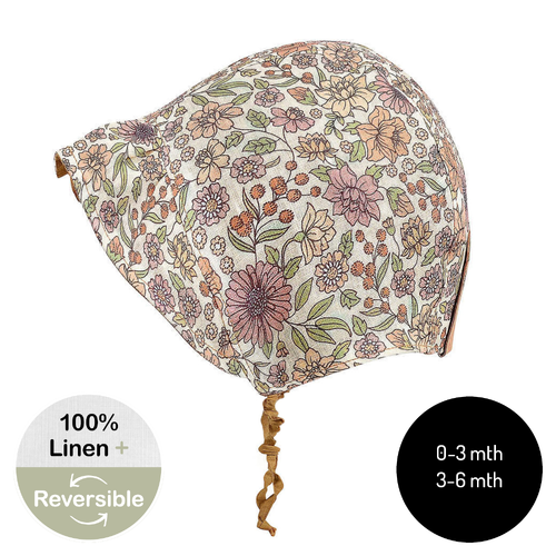  'Searcher' Reversible Ruffle Bonnet - Matilda / Maize