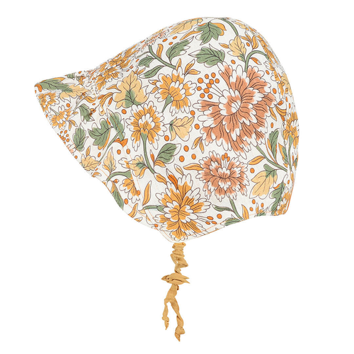  'Searcher' Reversible Ruffle Bonnet - Peony / Maize
