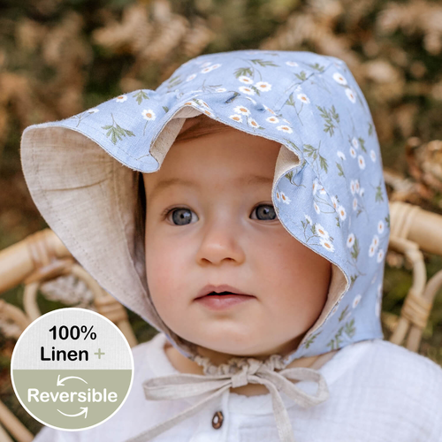 'Searcher' Ruffle Bonnet - Daisy / Flax
