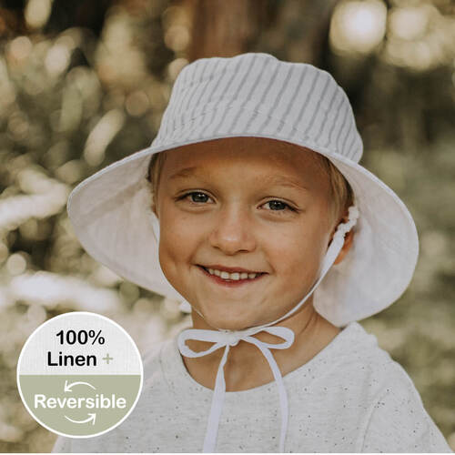 Kids Reversible Sun Hat - Finley / Blanc
