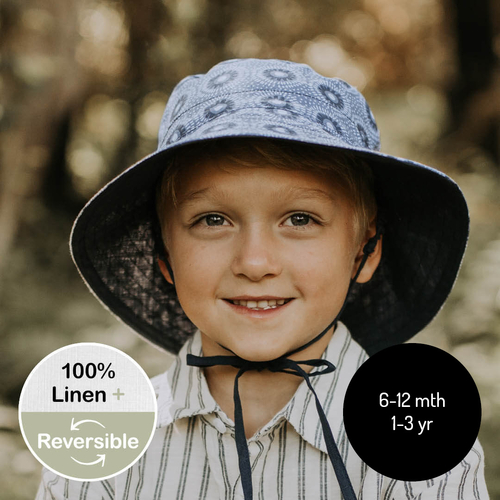 Kids Reversible Sun Hat - Norman / Indigo