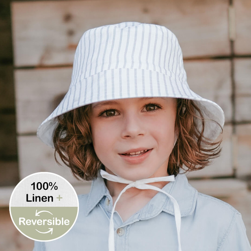  'Explorer' Classic Bucket Sun Hat - Finley / Blanc