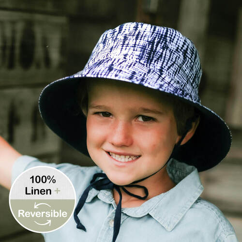  'Explorer' Kids Classic Bucket Sun Hat - Shibori / Indigo