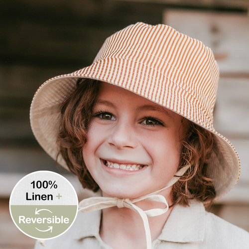  'Explorer' Classic Bucket Sun Hat - Frankie / Flax