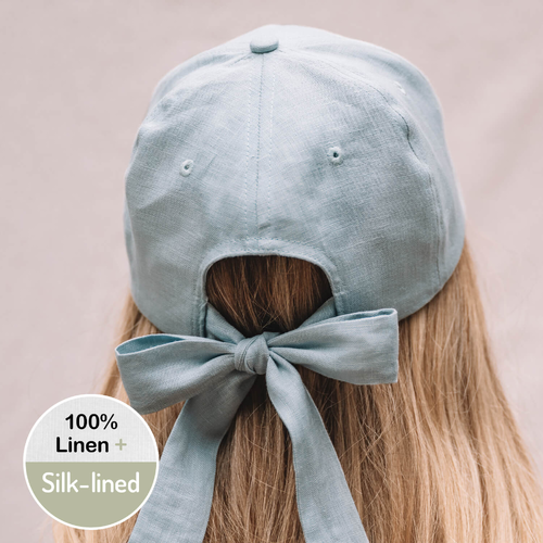 Silk lined Linen Bow Tie Cap - Skye