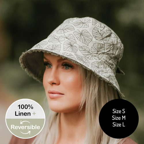  'Traveller' Adults Frayed Bucket Sun Hat - Leaf / Moss