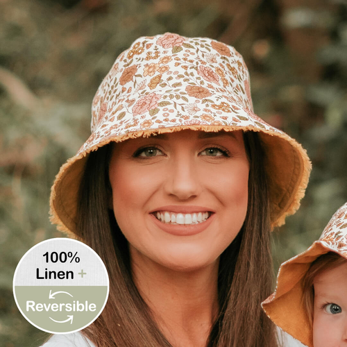  'Traveller' Adults Frayed Bucket Sun Hat - Marie / Maize