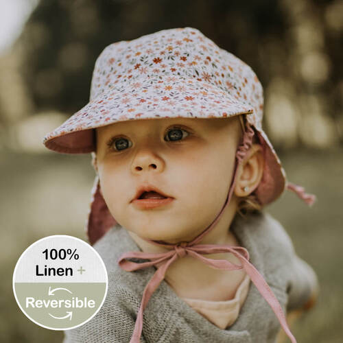  Baby Reversible Flap Sun Hat - Fleur / Rosa