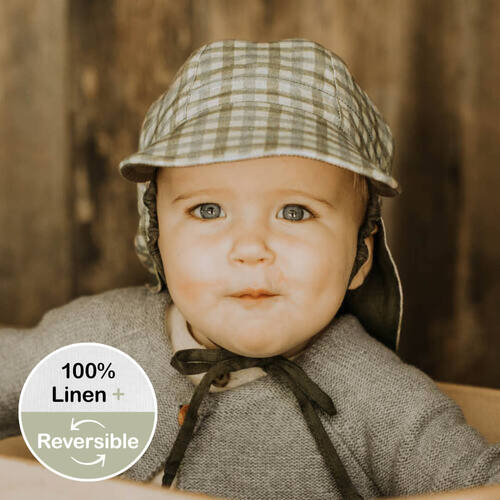  Baby Reversible Flap Sun Hat - Noah / Olive