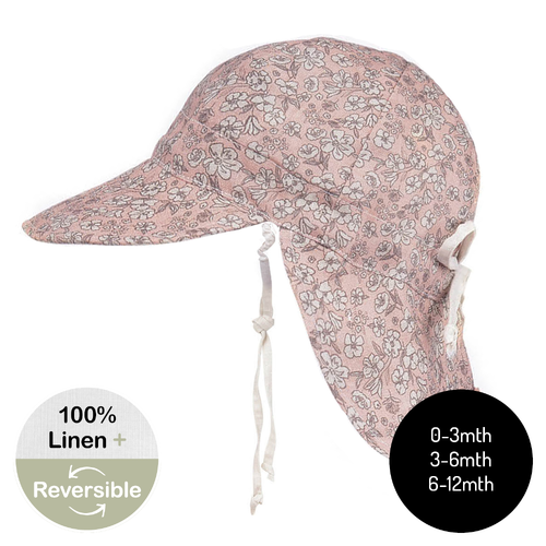Reversible Baby Flap Sun Hat - Florence / Flax