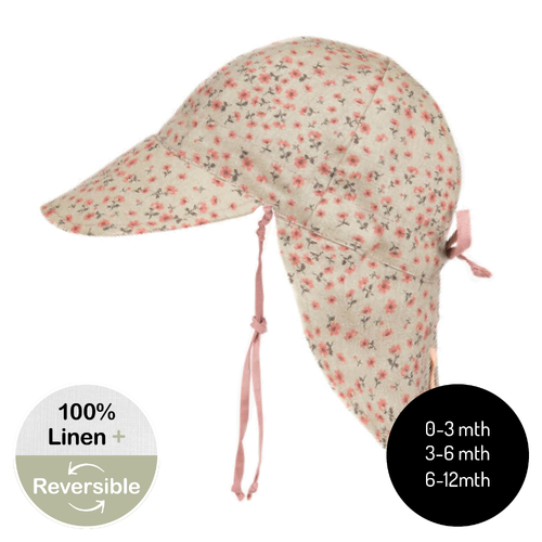 Reversible Baby Flap Sun Hat - Penny / Rosa