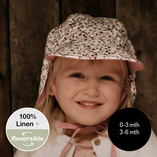  'Lounger' Baby  Reversible Flap Sun Hat - Lucy / Rosa