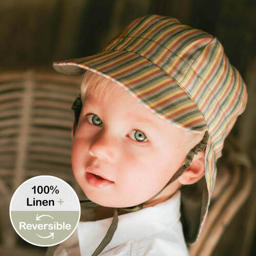  'Lounger' Baby Reversible Flap Sun Hat - Gwen / Moss