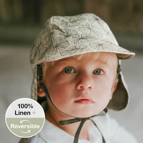  'Lounger' Baby Reversible Flap Sun Hat - Leaf / Moss