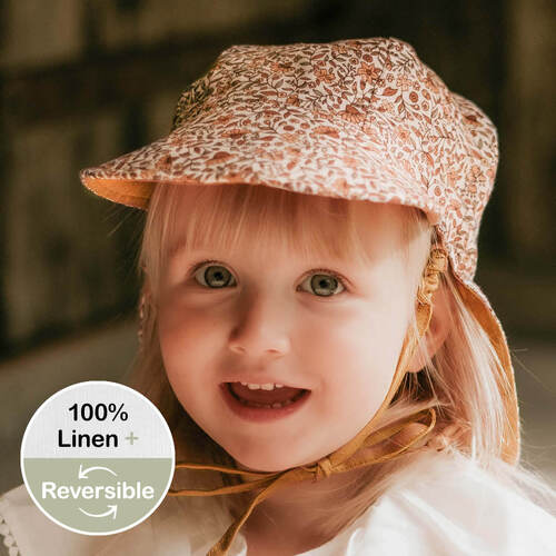  'Lounger' Baby Reversible Flap Sun Hat - Mary / Maize