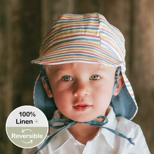  'Lounger' Baby Reversible Flap Sun Hat - Sammy / Steele