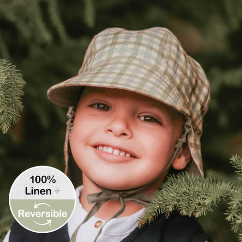  'Lounger' Baby Reversible Flap Sun Hat - Noah / Moss