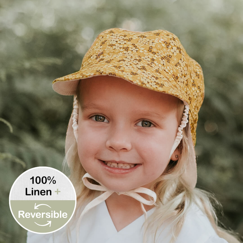  'Lounger' Flap Sun Hat - Farah / Flax
