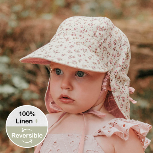  'Lounger' Flap Sun Hat - Ruby / Rosa