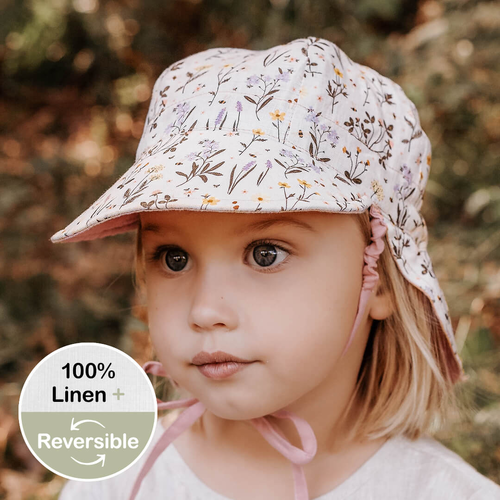 'Lounger' Flap Sun Hat - Provence / Rosa