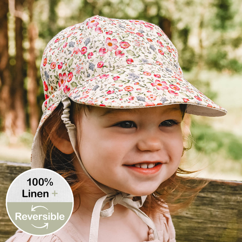 Lounger' Flap Sun Hat - Francesca / Flax