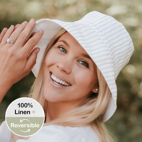 'Vacationer' Reversible Ladies Sun Hat - Finley / Blanc
