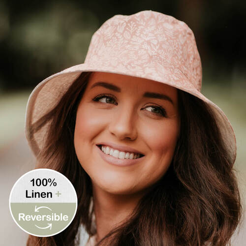  'Vacationer' Reversible Ladies Sun Hat - Freya / Flax