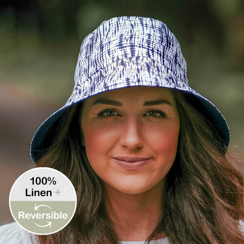  'Vacationer' Reversible Ladies Sun Hat - Shibori / Indigo