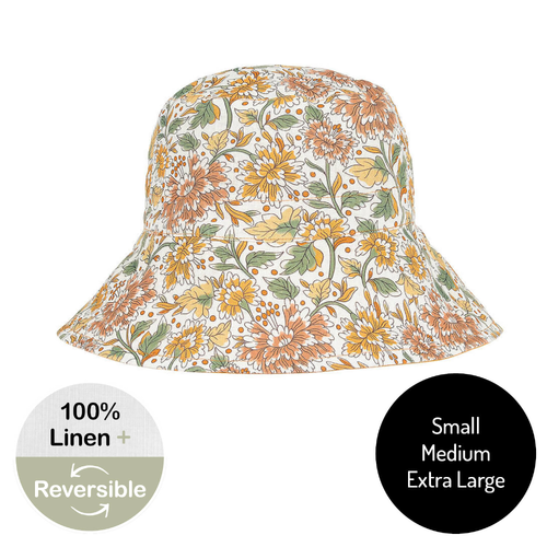  'Vacationer' Reversible Ladies Sun Hat - Peony / Maize
