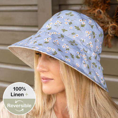 'Vacationer' Ladies Sun Hat - Daisy / Flax